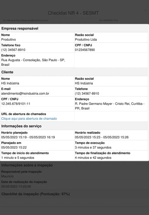 Checklist NR 4 Cabeçalho