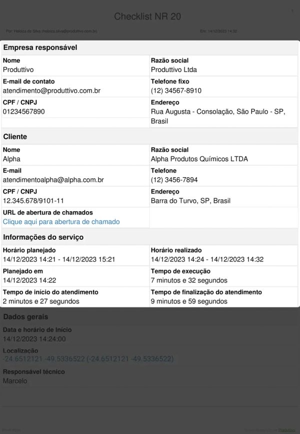 Checklist NR 20 Cabeçalho