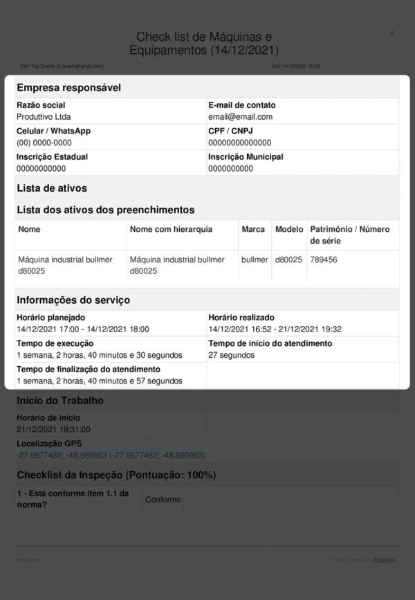 Checklist de Máquinas e Equipamentos Cabeçalho