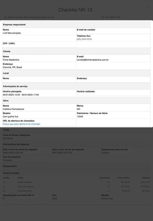 Checklist NR 13 Cabeçalho